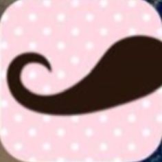 an image of a mustache on a pink and blue background with white polka dotes