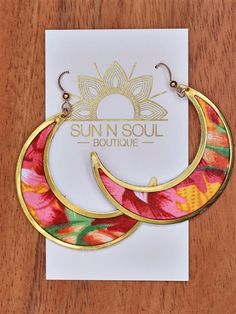 SUN N SOUL - Boutique - Mahina Dangles Lokelani & Orchid Hawaiian Fabric Earring | AlohaOutlet