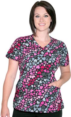 Features two patch pockets, side hem slits and princess seams. Scrub Pants, Princess Seam, Scrub Tops, Forever Love, Medical Professionals, V Neck Tops, Patch Pocket, Women's Shoes, Black Fashion