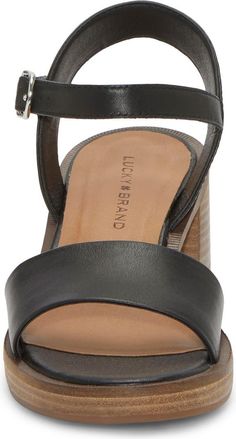 Lucky Brand Garna Ankle Strap Sandal (Women) | Nordstrom Low Heel Platform Block Heels In Synthetic, Low Heel Synthetic Block Heels With Platform, Synthetic Wedge Sandals With Block Heel, Synthetic Wedge Sandals With Stacked Block Heel, Wedge Sandals With Wooden Block Heel, Wedge Sandals With Wooden Block Heel In Medium Width, Synthetic Low Heel Platform Sandals, Wedge Sandals With Stacked Heel Medium Width, Leather Block Heels With Cushioned Footbed And Ankle Strap