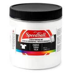 a jar of white acrylic paint with black lid