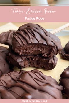 chocolate dipped fudge pops on a plate