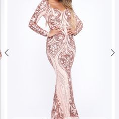 Brand New Mermaid Dress. Perfect For A Night Out, Special Event Or Photo Shoot. Enhances Your Curves Ladies! Gown Long Sleeve, Sofia Jamora, Gold Dresses, Rose Gold Dress, Rose Gold Fashion, High Fashion Dresses, Rose Gold Sequin, Dress Classy, Maxi Gown