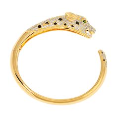 McJaguar Bangle by Erin Fader Jewelry Luxury Yellow Gold Jewelry With Rhinestones, Luxury Diamond Jeweled Bracelets, Luxury Jeweled Yellow Gold Bracelets, Luxury Jeweled Bracelets In Cubic Zirconia, Luxury Jeweled Cubic Zirconia Bracelets, Alternative Style, Style Deco, Emerald Color, Gold Piece