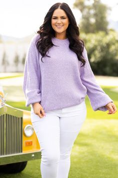 Our ALL NEW sweater is here!!! This cozy cutie has flattering bubble sleeves, and long loose fit! This sweater will be your new go-to piece for the Fall and Winter or any time of year, really! It is seriously the softest material ever, and the lavender color makes it SO fun to style! Pair it with leggings, skinnies, wedges, sandals, or some glam accessories...seriously the opportunities are endless!! This comfy, cute beauty is a must-have!!
100% Acrylic Lavender Knit Sweater For Fall, Cozy Balloon Sleeve Sweater With Ribbed Cuffs, Cozy Lavender Sweater For Fall, Cozy Lavender Fall Sweater, Lavender Crew Neck Sweater For Fall, Trendy Lavender Sweater For Fall, Spring Soft Knit Sweater With Balloon Sleeves, Trendy Lavender Fall Sweater, Casual Soft Knit Sweater With Balloon Sleeves