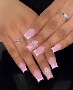 Cute Acrylic Nail Designs, French Tip Acrylic Nails, Simple Acrylic Nails, Acrylic Nails Coffin Pink, Long Square Acrylic Nails