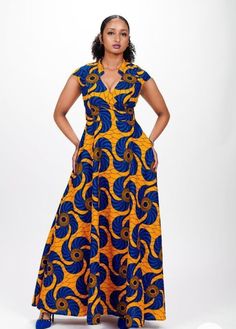 Ankara dress is a type of dress that is made from Ankara fabric, which is a colorful cotton fabric with various patterns and designs. Ankara fabric is also known as African wax print, Dutch wax, or African print1. Ankara dress is popular among African women, especially in Nigeria, Ghana, and other West African countries. Ankara dress can be worn for different occasions, such as weddings, parties, casual outings, and cultural events. Ankara dress can be styled in various ways, such as short dress Vibrant Print V-neck Cotton Dress, Cotton V-neck Dress With Vibrant Print, Vibrant Print Cotton V-neck Dress, Ankara Fabric Maxi Dress With Print, Fitted Ankara Fabric Maxi Dress With Short Sleeves, Floral Print Ankara Fabric Dress, Yellow Batik Print Dresses, Yellow Cotton Dress With Batik Print, Fitted Multicolor Batik Print Maxi Dress