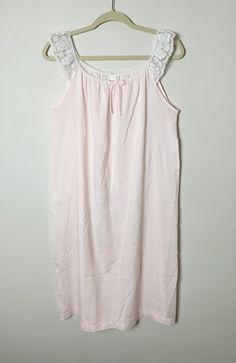 Description: Vintage 60s pink with white lace trim shoulder straps nightgown dress. Condition:  Very good. (Please see all pics).  Measurements: Approx. Length: 39" HPS, Chest (Flat across the underarm): 20 1/2"  ALL SALES FINAL - Please check and compare measurements to something you own before purchasing. Most of my products are vintage/used, so please check pictures and feel free to ask questions. Thank you. Lace Trim Camisole Dress For Sleepover, Spring Lace Trim Nightgown For Sleepover, Spring Nightgown With Lace Trim For Bedtime, Spring Lace Nightgown With Spaghetti Straps, Spring Nightgown With Lace Trim For Sleepover, Spring Sleepwear With Lace Trim, Spaghetti Strap Dress With Lace Trim For Sleepovers, Spring Sleepwear With Lace Trim For Sleepover, Spring Sleepover Nightgown With Lace Trim