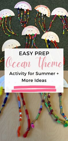 an ocean theme activity for summer and more ideas with text overlay that says easy prep ocean theme