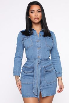 Tie Dye Mini Dress, Fashion Nova Outfits, Denim Mini Dress, Fashion Nova Jeans, Womens Loungewear, Tie Belt, Denim Fashion, Women Lingerie, Denim Dress