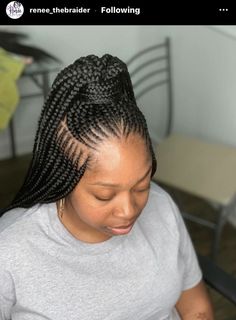 Middle Braided Ponytail, 2 Layer Braids For Black Women, Trible Braids With Box Braids, Layered Cornrows Braids, Tribe Braids, 3 Layer Feed In Braids, Layered Braids Black Hairstyles, Two Layer Braids, 2 Layer Feed In Braids