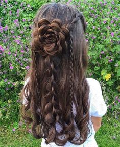 Braided Rose Hairstyle, Flower Braids, Braided Hairstyles For Wedding, Rose Hair, Hairdo For Long Hair, Braids For Long Hair, Box Braids Hairstyles, Aesthetic Hair, Hair Designs