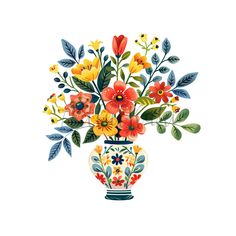 a vase filled with lots of colorful flowers