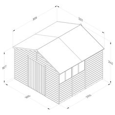 an outline drawing of the roof and side of a building, with measurements for each section