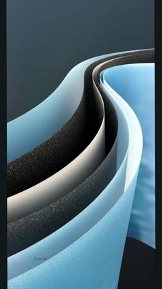 an abstract photograph of blue, black and white curves in the shape of a bowl