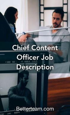 a man sitting in front of a computer with the words chief content officer interview questions