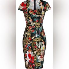 95% Cotton, 5% Elastane Features: Vintage Pencil Dress, Wear To Work Pencil Dress, 50s 60s Style, Cap Sleeves; Back Zipper, Slim Fit, Solid Color And Pattern Color Note: Print Dress Has No Stretch, Solid Color Dress Has Stretch Vintage & Elegant: The Slim Fit Wiggle Dress Hugs Your Curves Nicely, Makes You Look Sexy And Elegant At The Same Time Occasions: This 1950s Vintage Pencil Dress Is Perfect For Business, Party, Cocktail, Church, Wedding, Office Work, Birthday And Daily Casual Fitted Retro Print Dress For Vintage Occasions, Fitted Vintage Print Dresses, Fitted Dress With Retro Print For Vintage Fashion, Chic Fitted Dress With Retro Print, Vintage Pencil Dress, Pink Velvet Dress, Vintage Pencil, Business Party, 60s Style