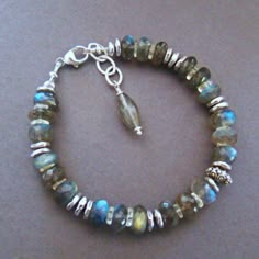 Labradorite rondelle and sterling bracelet Beading Bracelets, Silver Jewelry Diy, Diy Jewelry Ideas, Silver Jewelry Earrings, Jewelry Bracelets Silver, Labradorite Jewelry, Beads Bracelets, Bangles Bracelets