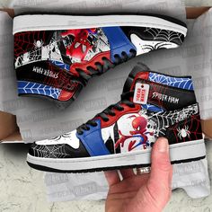 Spider-Ham Spider-Verse J1 Shoes Custom Sneakers For Fans PT21All of our JD Sneakers styles are custom-made-to-order and handcrafted to the highest quality standards. High-quality rubber sole for traction and exceptional durability. Lace-up closure for a snug fit. Material: Microfibre leather: chemical & abrasion resistance, anti-crease, aging resistance Eco-friendly and 100% Vegan. Please allow 10-15 business days to receive a tracking number while your order is hand-crafted, packaged and shipped from our facility. J1 Shoes, Cartoon Shoes, Cartoon Fan, Shoes Custom, Custom Cartoons, Sneaker Games, Trendy Sneakers, Custom Sneakers, Spider Verse