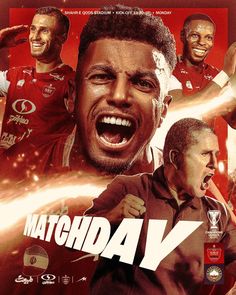 the poster for matchday with two men screaming and one man holding his fist up