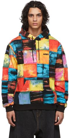 Long sleeve paneled French terry hoodie in multicolor. Features acid wash effect and raw edges throughout. Supplier color: Multi | AGR Multicolor Patchwork Hoodie Patchwork Hoodie, French Terry Hoodie, Mens Activewear, Acid Wash, French Terry, Apparel Accessories, Shirts Tops, Top Brands, Active Wear