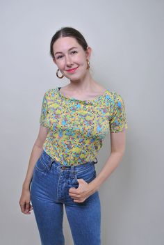 Vintage multicolor summer blouse, 90s green pullover shirt, Size M Welcome to TARASCOMMON.ETSY.COM Unique clothing from the 20th century. Model tall - 170cm. Size: M. Sleeve - 7cm / 2.75inch; ( armpit to end of sleeve); Width - 42cm / 16.53inch; Length - 54cm / 21.25inch. All measurements are taken seam to seam while lying flat. Polyester. This item is vintage, so it can have some defects. Additional photos can be send We are glad that you are interested in lots that we sell. Wish you a good sho Green Pullover, Vintage Clothing Stores, Summer Blouse, Polka Dot Shirt, Unique Clothing, Summer Blouses, Womens Long Sleeve Shirts, The 20th Century, Pullover Shirt