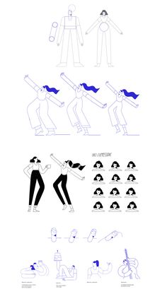 the instructions for how to skateboard in different poses and positions, including one with blue hair