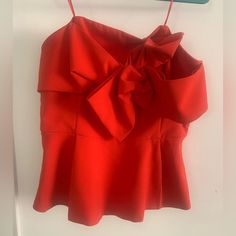 Anthropologie Tube Top With Constructed Bow On Left Side. Size Extra Large. Sleeveless Tops For Spring Holiday, Red Sleeveless Formal Tops, Formal Red Sleeveless Top, Chic Holiday Tops For Spring, Red Formal Tops For Summer, Red Formal Summer Tops, Chic Holiday Blouse For Spring, Victorian Boho, Upcycle Clothes Diy