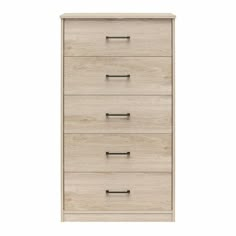 the chest of drawers has five drawers and two handles on each side, with one drawer open