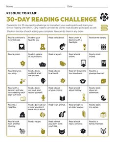 the 50 - day reading challenge is shown in black and white, with gold lettering