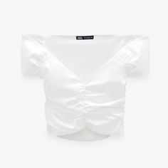 Brand New Zara White Ruched Front Crop In Small Elegant Ruched Zara Top, Peplum Crop Top, Mock Neck Crop Top, Bandeau Crop Top, Flowy Shirt, Sequin Crop Top, Wrap Crop Tops, Tie Crop Top, Zara Crop Top