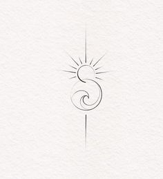 a line drawing of the number three on a piece of paper with sun rays coming out