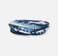 Brilliant hand beaded bracelets with the perfect stretch and comfort for every day Hand-strung Blue Beaded Bracelets, Handmade Blue Multi-strand Beaded Bracelets, Casual Blue Hand-strung Beaded Bracelets, Blue Multi-strand Bracelets, Blue Multi-strand Hand-strung Beaded Bracelets, Blue Ombre, Blue Bracelet, Hand Beading, Bracelet Stack