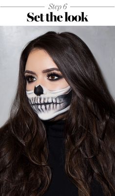 It's scary pretty. Half Skeleton Makeup, Easy Skeleton Makeup, Skeleton Makeup Tutorial, Half Skull Makeup, Pumpkin Makeup, 23 Outfit