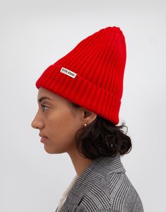 Limited edition beanies, sourced, knit and finished in NYC using leftover Italian merino yarns abandoned by the fashion industry. Cherry Red Color, Red Beanie, Sustainable Accessories, Leather Factory, Red Tomato, Cashmere Beanie, Cashmere Yarn, The Fashion Industry, Best Stretches