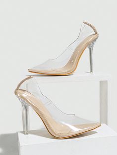 Step out in style with these Women's Transparent Pointed Toe Stiletto Heels Shallow Mouth High-heeled Shoes.These mesmerizing shoes are designed to elevate your fashionable ensemble to new heights.Crafted with precision and attention to detail, they are a stunning addition to any fashion-forward woman's wardrobe.The transparent upper material exudes sophistication, while the pointed toe adds a touch of elegance and enhances the overall feminine appeal.With every step you take, these stiletto hee Chic Party Heels With Clear Strap, Clear High Heels For Formal Occasions, Party Heels With Clear Strap And Round Toe, Clear Closed Toe Heels For Party, Evening Heels With Clear Strap And Round Toe, Heels With Transparent Straps And Round Toe, Party Heels With Translucent Outsole And Closed Toe, Chic Heels With Transparent Straps And Round Toe, Chic Clear Closed Toe Heels