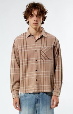 Stay stylish and comfortable with the Washed Cropped Flannel Shirt from PacSun. Featuring a trendy cropped design, this shirt boasts a classic flannel pattern and a soft, washed finish for a laid-back, vintage vibe.


	Collared neckline
	Long sleeves
	Cropped fit
	Flannel plaid pattern
	Dual chest pockets
	100% Cotton
	Machine washable
	Model is wearing size medium
	Model Measurements: 6’3” Height, 28” Waist, 33.5” Hips Cropped Flannel, Flannel Pattern, Pacsun Mens, Mens Flannel Shirt, Mens Outfit Inspiration, Vintage Vibe, Crop Shirt, Vintage Vibes, Plaid Flannel