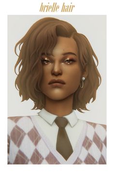 a digital painting of a woman wearing a sweater and tie with the words briele hair on it