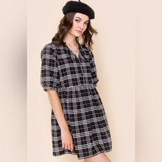 Item Is In Excellent Condition With No Flaws. See Picture. This Beautiful Harper Heritage Mini Dress Is Perfect For Any Occasion. The Black And White Plaid Pattern Adds A Touch Of Bohemian Style, While The Puff Sleeves Give It A Cute And Playful Look. The Pullover Closure Makes It Easy To Wear, And The Short Dress Length Is Perfect For Casual Outings Or Travel. The Dress Is Made From High-Quality Materials And Is Available In Size Xs. It's A Great Addition To Any Wardrobe, And The Minimalist Des Plaid Mini Dress, Black White Checkered, Goth Look, Black And White Plaid, Mini Dress Black, Picture This, White Plaid, Plaid Pattern, Mini Black Dress