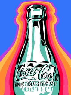 a bottle of coca - cola on a colorful background