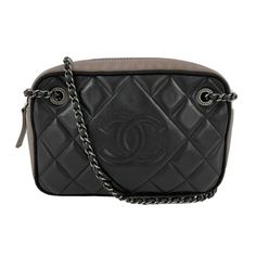 Chanel - Bicolor Small Black / Taupe Ballerine Cc Camera Case Crossbody Description 2017 Collection. This Deep Taupe And Black Quilted Leather Bag Can Be Worn On The Shoulder With Double Straps Or Crossbody. Zip Top Closure. Threaded Chain Link Straps With Shoulder Pad. Antique Silver Hardware With Chanel Debossed On Grommets. Grosgrain Lining With A Zip Pocket. Cc Logo Stitched On Front. Measurements Width: 8 In / 20.32 Cm Height: 5.5 In / 13.97 Cm Depth: 2.25 In / 5.715 Cm Strap Drop: 24 In / 60.96 Cm Handle Drop: 12.5 In / 31.75 Cm Details Made In: Italy Color: Black, Deep Taupe Material: Leather Condition Pristine Interior Hardware Protective Film Is Present. Authenticated By: E Cc Camera, Chanel 2017, Chanel Crossbody, Camera Case, Cc Logo, Quilted Leather, Zip Top, Birkin Bag, Silver Hardware