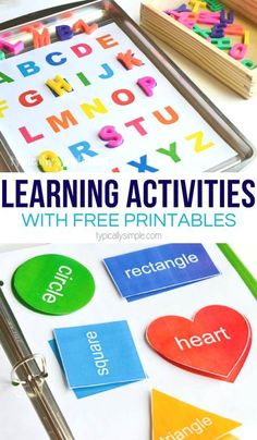 the learning activities for children to learn with free printables