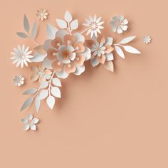 paper flowers on a pink background