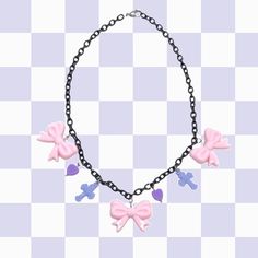 This goth charm necklace is the perfect match for any goth aesthetic! Black and pastel colors truly bring out the design and is a great wear for pastel goth aesthetics. Check out our necklaces section for more unique designs that are truly OOAK. *Choose from 3 lengths (16,18,20 inches) prices vary *Lightweight If you have any questions, please don't hesitate to message us! We are friendly:) Pastel Goth Jewelry, Kei Jewelry, Pastel Punk, Pastel Goth Outfits, Jewelry Goth, Goth Necklace, Kawaii Earrings, Kawaii Goth, Yami Kawaii