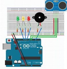 an electronic device is connected to the breadboard