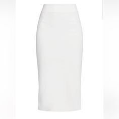 Tailored With A Fitted Silhouette, Chiara Boni La Petite Robe's Defina Pencil Skirt Defines The Waist With A Banded Trim. This Sleek Piece Showcases Flattering Dart Seams At The Waist And A Traditional Back Vent. Banded Waist Back Vent Pulls On 72% Polyamide/28% Elastane Dry Clean Made In Italy Size & Fit This Style Is Constructed In A Stretch Fabric For A Tailored Fit About 29.5" Long Line Drawn Through The Name To Prevent Store Returns. All Items Were Purchased As Final Sale Merchandise. If Yo Formal Summer White Pencil Skirt, Formal White Summer Pencil Skirt, White Pencil Skirt For Formal Summer Occasions, Chic White Pencil Skirt For Formal Occasions, Elegant White Relaxed Pencil Skirt, Elegant White Knee-length Pencil Skirt, White Knee-length Pencil Skirt For Formal Occasions, White Relaxed Pencil Skirt, Elegant Style, Classic White Office Skirt