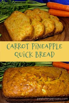 carrot pineapple quick bread on a cutting board