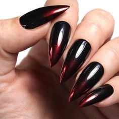 Red chrome nails. Black Red Chrome Nails, Red Black Chrome Nails, Black Nails With Chrome Tips, Demonic Nails, Black And Red Chrome Nails, Red And Black Chrome Nails, Black And Orange Chrome Nails, Black With Red Chrome Nails, Black Nails Red Chrome