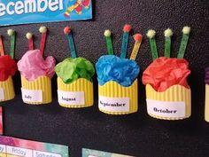 the cupcakes have been made with colored paper