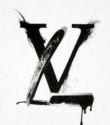 a black and white photo with the letter y painted on it's side by dripping paint